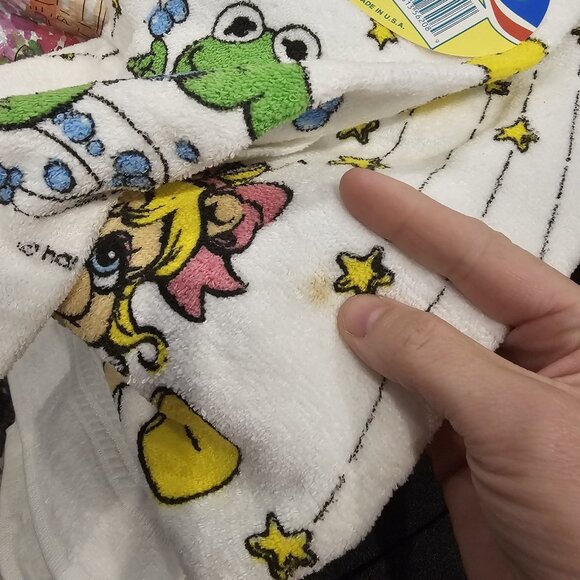 VTG Muppet Babies Kermit Miss Piggy Kids Bath Towel Set Wash Cloth NEW‎ USA Made - Picture 4 of 7